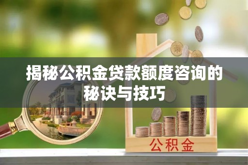 遂溪揭秘公积金贷款额度咨询的秘诀与技巧